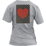 Red Heart on Metal Pattern - Women V neck - BACK
