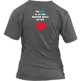 My Son is on the HONOR ROLL of my HEART - Womens V-neck- On Dark - BACK