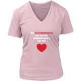 My Grandchildren are on the HONOR ROLL of my HEART - Womens V-neck - On  Dark - Front