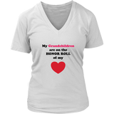 My Grandchildren are on the HONOR ROLL of my Heart - Womens V-neck - On Light - Front