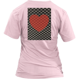 Red Heart on Metal Pattern - Women V neck - BACK