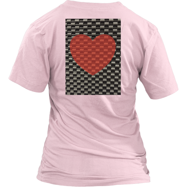 Red Heart on Metal Pattern - Women V neck - BACK