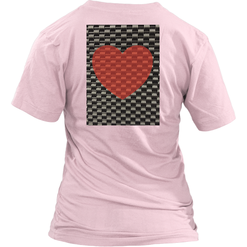 Red Heart on Metal Pattern - Women V neck - BACK