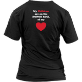 My Children are on the HONOR ROLL of my HEART - Women V-neck - On Dark - BACK