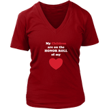 My Children are on the HONOR ROLL of my HEART - Women V-neck - On Dark - Front