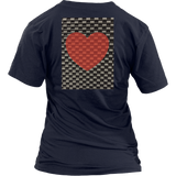 Red Heart on Metal Pattern - Women V neck - BACK