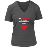 My Grandchild is on the Honor Roll of My Heart - Women V-neck - On Dark - Front