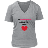 My Grandchildren are on the HONOR ROLL of my Heart - Womens V-neck - On Light - Front