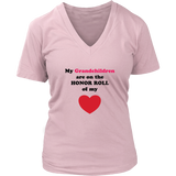 My Grandchildren are on the HONOR ROLL of my Heart - Womens V-neck - On Light - Front