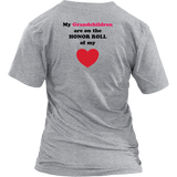 My Grandchildren are on the HONOR ROLL of my HEART - Women V-neck - On Light - BACK