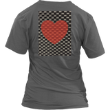 Red Heart on Metal Pattern - Women V neck - BACK