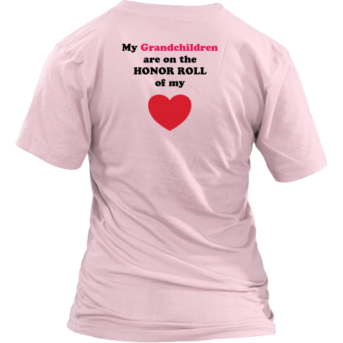 My Grandchildren are on the HONOR ROLL of my HEART - Women V-neck - On Light - BACK