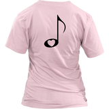 LOVE Music with Clear Heart - Women V-neck - On Light - BACK