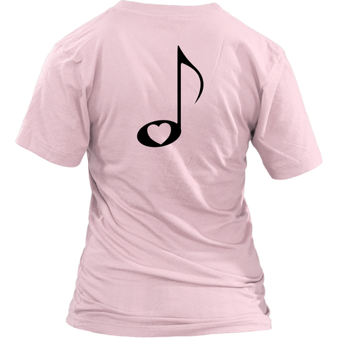 LOVE Music with Clear Heart - Women V-neck - On Light - BACK