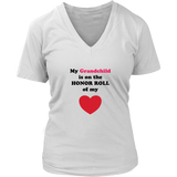 My Grandchild is on the Honor Roll of My Heart - Women V-neck - On Light - Front