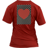 Red Heart on Metal Pattern - Women V neck - BACK