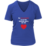 My Grandchild is on the Honor Roll of My Heart - Women V-neck - On Dark - Front