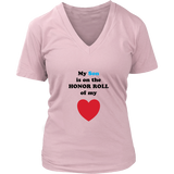 My Son is on the HONOR ROLL of my HEART - Womens V-neck- On Light - Front