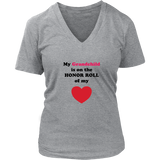 My Grandchild is on the Honor Roll of My Heart - Women V-neck - On Light - Front