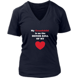 My Grandchild is on the Honor Roll of My Heart - Women V-neck - On Dark - Front