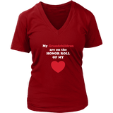 My Grandchildren are on the HONOR ROLL of my HEART - Womens V-neck - On  Dark - Front