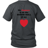 My Nephew is on the HONOR ROLL of my HEART - Unisex - On Light - BACK