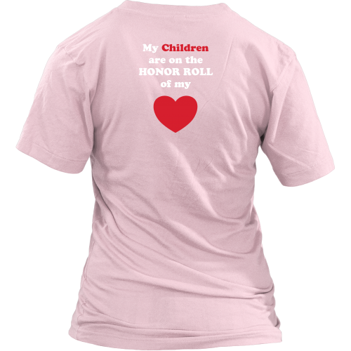 My Children are on the HONOR ROLL of my HEART - Women V-neck - On Dark - BACK