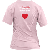 My Grandchild is on the Honor Roll of My Heart - Women V-neck - On Dark - BACK