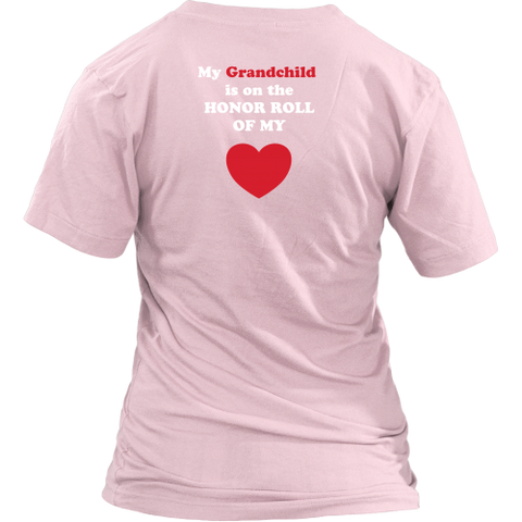 My Grandchild is on the Honor Roll of My Heart - Women V-neck - On Dark - BACK