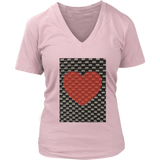 Red Heart on Metal Pattern - Women V neck - Front