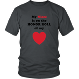 My Niece is on the HONOR ROLL of my HEART - Unisex - On Light - Front