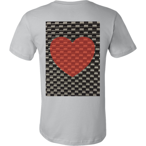 Red Heart on Metal Pattern - Mens - BACK