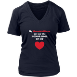 My Grandchildren are on the HONOR ROLL of my HEART - Womens V-neck - On  Dark - Front