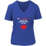 My Grandchildren are on the HONOR ROLL of my HEART - Womens V-neck - On  Dark - Front