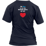 My Son is on the HONOR ROLL of my HEART - Womens V-neck- On Dark - BACK