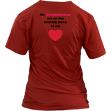 My Grandchildren are on the HONOR ROLL of my HEART - Womens V-neck - On  Dark - BACK