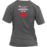 My Daughter is on the HONOR ROLL of my HEART - Womens V-neck - On Dark - BACK