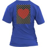 Red Heart on Metal Pattern - Women V neck - BACK