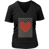 Red Heart on Metal Pattern - Women V neck - Front