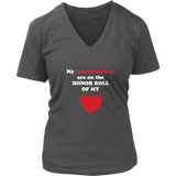 My Grandchildren are on the HONOR ROLL of my HEART - Womens V-neck - On  Dark - Front