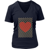 Red Heart on Metal Pattern - Women V neck - Front