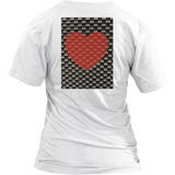 Red Heart on Metal Pattern - Women V neck - BACK