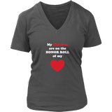 My Children are on the HONOR ROLL of my HEART - Women V-neck - On Dark - Front