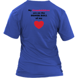 My Grandchildren are on the HONOR ROLL of my HEART - Womens V-neck - On  Dark - BACK