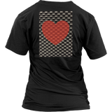 Red Heart on Metal Pattern - Women V neck - BACK