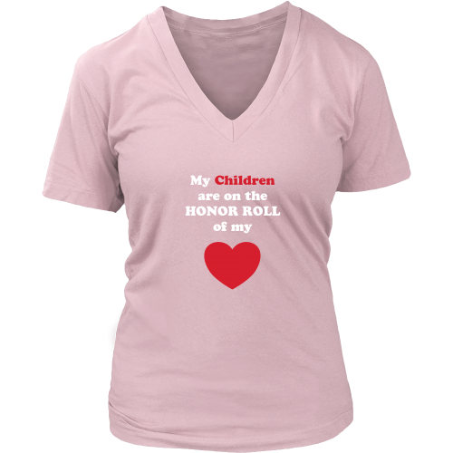 My Children are on the HONOR ROLL of my HEART - Women V-neck - On Dark - Front