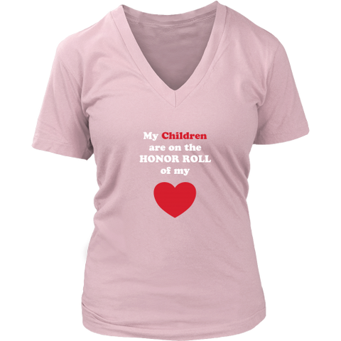 My Children are on the HONOR ROLL of my HEART - Women V-neck - On Dark - Front