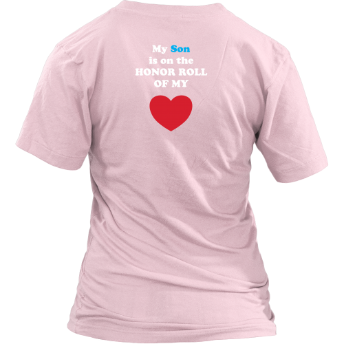 My Son is on the HONOR ROLL of my HEART - Womens V-neck- On Dark - BACK